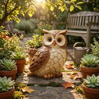 Owl Planter Resin Outdoor Decor Small for Garden
