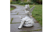 Mist Fairy Ornament Weather-Resistant Resin Fairy Garden Statue Handmade Feel Outdoor Decor for Balcony