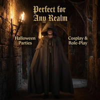 Fancy Dress Hooded Cape, Gothic Hooded Cloak Polyester, Halloween Party Hooded C #variant:M