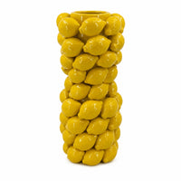 Vase with Lemon Reliefs Citrus-Themed Fruit-Inspired Vase Glossy for Living Room