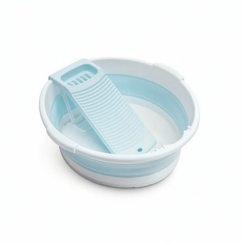 Collapsible Washboard Basin Space-Saving Foldable Wash Tub for Apartment