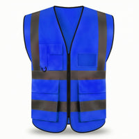 Sleeveless Reflective Safety Vest with Pockets Multi-Pocket Reflective Safety Vest with Zipper Lightweight Skin-Friendly for Construction Workers