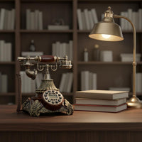 Vintage Phone Gold-Tone Accents Corded Rotary Telephone Antique Telephone Embossed Floral Base Home Communication Device