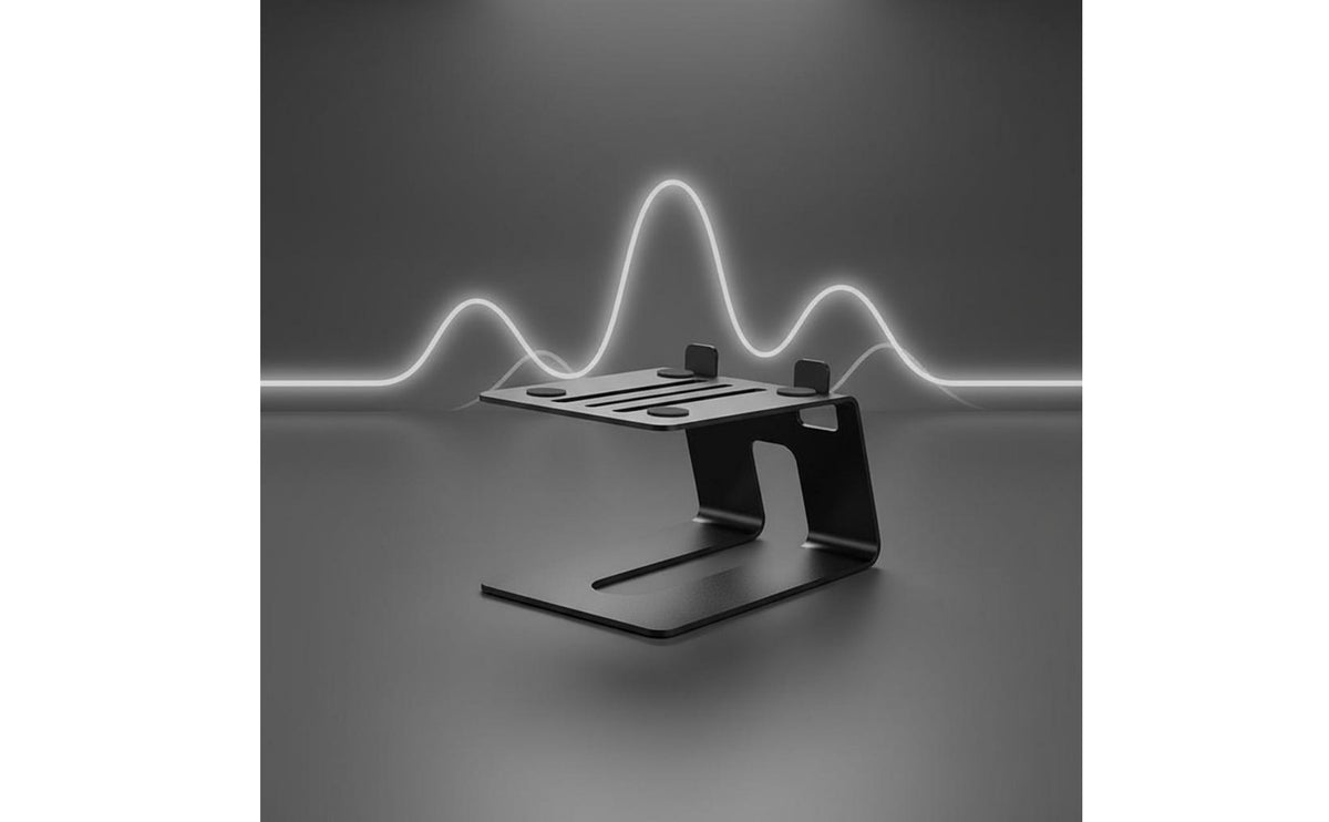 2 Pieces Studio Speaker Riser 5 Degree Upward Angled Studio Speaker Stand Sturdy Metal Construction Desktop Speaker Stand for Gaming Enthusiasts