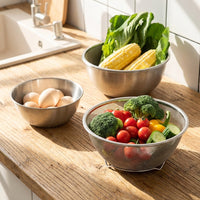 Kitchen Colander Bowl with Handles, Stainless Steel Double Layer Colander and Rice Washing Bowl, Modern Minimalist Style Vegetable Strainer