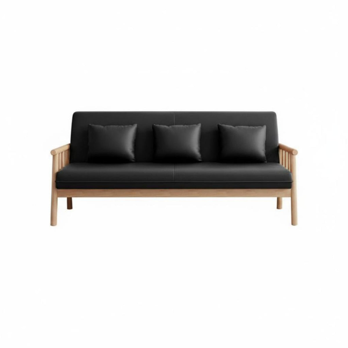 Straight-Line Wooden Couch Nordic aesthetic 3-Seater Sofa clean contemporary Design