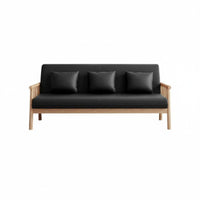 Straight-Line Wooden Couch Nordic aesthetic 3-Seater Sofa clean contemporary Design