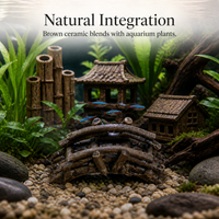 Ceramic Aquarium Ornament House Pavilion for Fish Tank Landscaping