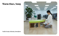 Curved Shelving Unit Bench Integrated Storage Literary Nook Seating Comfortable Padding Ing Long-Lasting Frame for Readers