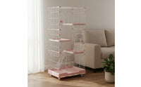 Easy to Clean Multi-Level Cat Enclosure with Wheels Cat Villa Enclosure Slide-out Tray Pet Supplies for Indoor