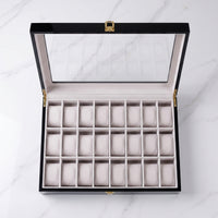 Watch Box with Clear Lid Rectangular Watch Case with Glass Lid Sheltering Organizer for Dresser