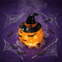 Pumpkin Lamp with Witch Hat Halloween Pumpkin Table Lamp Decorative Jack-O'-Lantern Night Light for Entryway