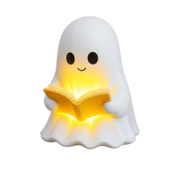 跨境亚马逊新品Cute Halloween Bedroom Decor幽灵阅读小夜灯摆件