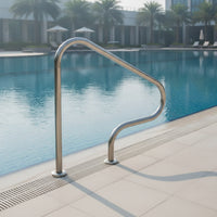 Corrosion-Resistant Stainless Steel Pool Handrail Heavy Duty Pool Handrail with Mounting Bases Secure Grab Stable for Swimmers