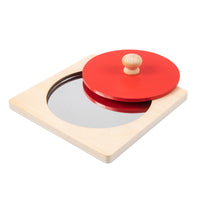 Educational Wooden Puzzle with Mirror Sensorial Circle Puzzle with Mirror Fine Motor Grasping Toy with Knob Learning for Playroom
