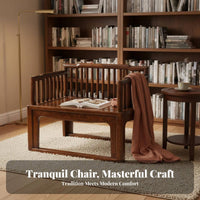 New Chinese aesthetic Lowsilhouette meditative Armchair durable Wood Construction Meditation Seat Supportive spinerest Household Furniture spine Support for Meditators, Home Decor aficionados, Seniors, Living Room, Bedroom, Lounging, Working