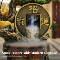 Humidifier Function Indoor Rockery Waterfall Feng Shui Decor Floor Standing Waterfall Fountain Mist Generator LED Rockery Water Feature Artisan-Made for Business Owners, Living Room, Office, Hotel Lobby, Reception Area