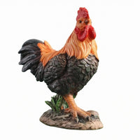 Resin Cockerel Statue Textured Cockerel Garden Figurine Rustic Design for Lawn