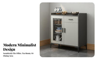 Multi-Functional Sideboard Cabinet Versatile Standing Tea Bar Cabinet Built-in Water Station Glass Door Sideboard for Office Workers, Homeowners