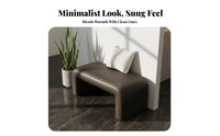 Multi-Functional Channel-Tufted Boucle Bench High-Density Foam Cushion Waterfall Overhang Bench Soft Texture Long Ottoman Rounded Corners for Homeowners, Families, Adults, Entryway, Bedroom, Dressing Room