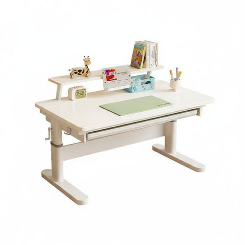 Children's Study Desk and Chair Set Extra Thick Desktop Solid Wood Writing Table Stable Structure Ergonomic Adjustable Construction Suitable for Students Learning at Home