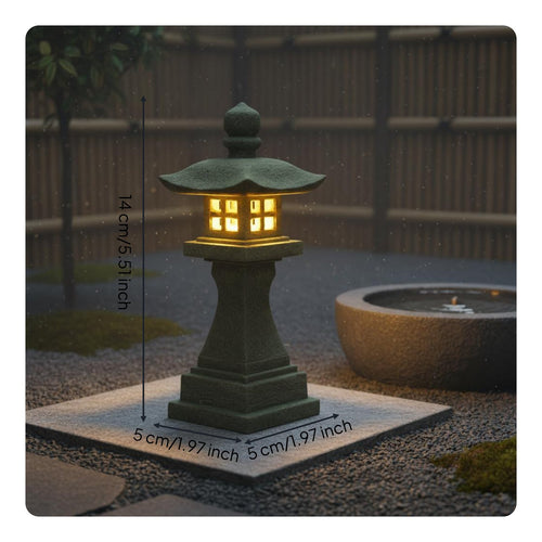 Japanese Stone Lantern Tabletop Lighting for Balcony, Bookshelf