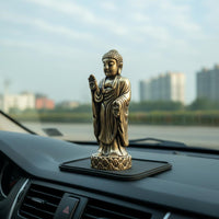 Brass Buddha Statue Vintage Finish Home Decoration for Car Dashboard, Collectors