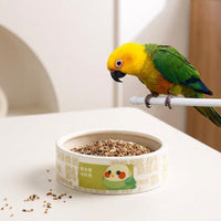 Parrot Feeder and Ceramic Bird Dish, Freestanding Parrot Bowl for Pet Bird Supplies and Cage Accessories
