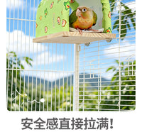 Wooden Parrot Tunnel House with Perch and Platform