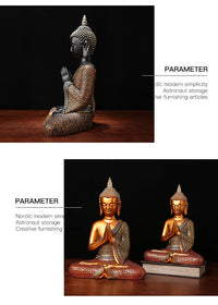 Large Thai Buddha Statue Resin Figurine for Southeast Asian Decor