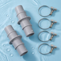 2 Pieces Universal Pool Vacuum Hose Adapter Compatible Hose Adapter with Clamps Easy Connection Sturdy