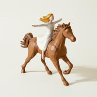 Girl Riding Horse Statue European Design Horse Equestrian Statue Matte Finish