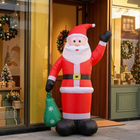 Inflatable Santa with Sack Outdoor Inflated Santa Yard Decoration Standing Tall for Storefront, Party Entrance