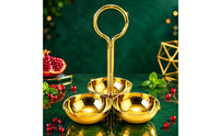 Circular Handle Serving Dish Polished Metal Condiment Tray Set Elegant Design
