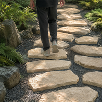 Natural Stone Slabs Stepping Stones for Garden, Irregular Broken Stone Slabs, Light Yellow, Weatherproof for Paths and Lawn