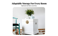 Chinese Design Clasp Trunk Antique Look Side Table with Storage Distressed Finish Two-in-One Function for Homeowners, Bedroom