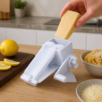 Rotary Cheese Grater, Manual Kitchen Grater for Ginger, White Synthetic Material with Fine Grating Surface