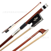 Professional Violin Bow with Green Sandalwood Stick, Pure Horsehair, Silver Winding, Ebony Frog