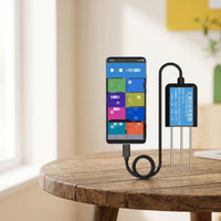 Soil with Phone-Compatible Plug Connector IP68 Waterproof Soil Testing Device with Stainless Steel Wired Tool for Farmers, Gardens, Greenhouses, Farms