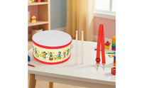 Children's Drum with Mallet and Carrying Strap Double-Sided Drum with Shoulder Strap Small Percussion Instrument for Kids, Beginners, Classroom, Home