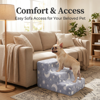 Dog Steps Stairs Bed Non-Slip Pet Small Dogs, Dog Steps for Elderly Dogs, Glow i #variant:Grey with Luminous Stars and Moons