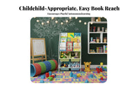 Rolling Book Organizer On casters 5-Tier Rolling book rack Front-Facing Display Easy to Assemble for Artists