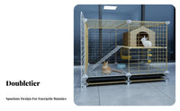 Easy-Clean Tray Indoor Rabbit Enclosure Accessible Able Roof 2-Tier Bunny Hutch Movable Wheels 2-Story Rabbit Hutch DIY Assembly for Families with Pets, Home, Living Room