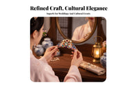 Traditional Chinese Attire Headdress Set Dangling Tassels Traditional Chinese Attire Hair Accessory Set Elegant Design Vitreous Enamel Look Design