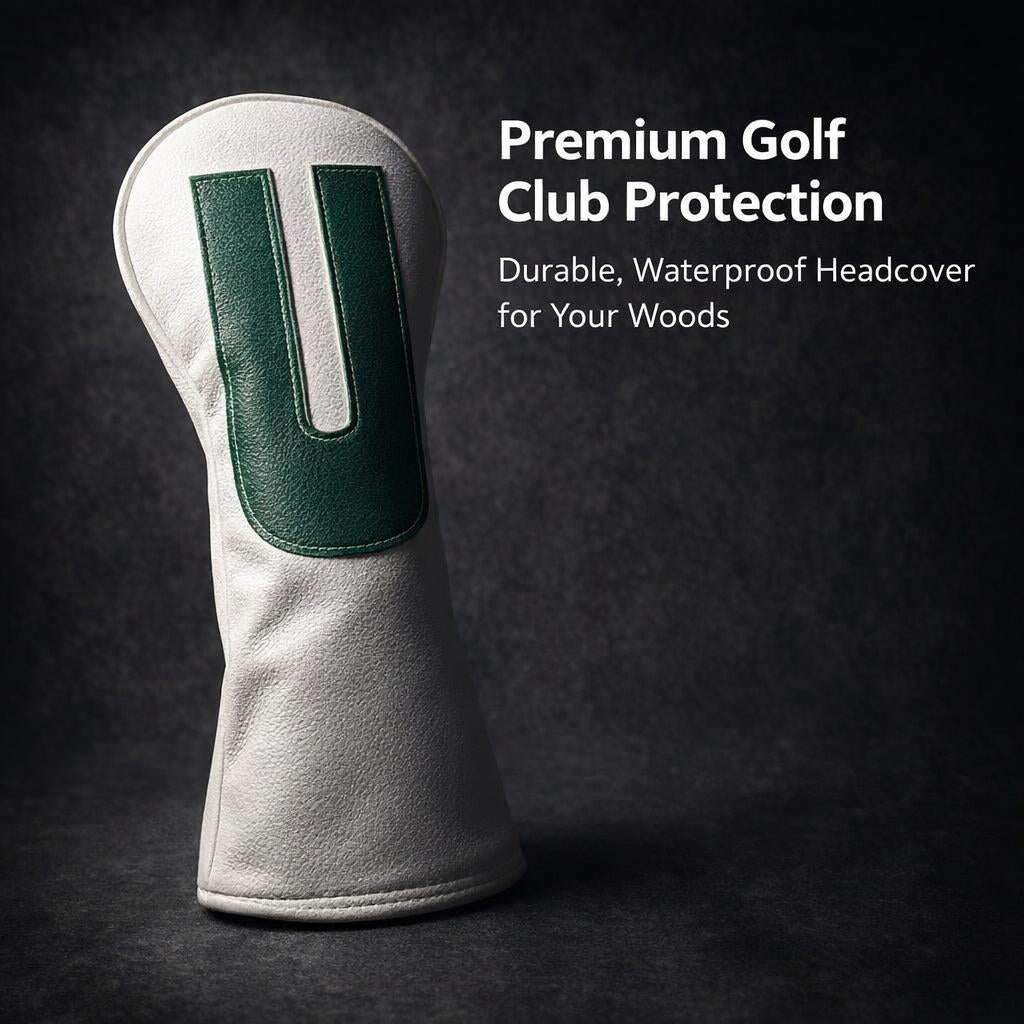 Golf Club Head Covers Set, PU Material, Interchangeable Number Tags, Golf Wood Covers for Driver Hybrid, Gift for Golfers