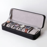 Ostrich Pattern PU Leather Zipper Watch Case, 6 or 10 Slots