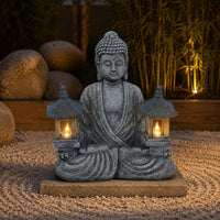 Buddha Lantern Statue Resin Seated Buddha Statue Textured