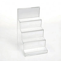 Clear Stepped Display Stand Transparent Acrylic Display Stand Maximum Visibility Holder Space-Saving for Retail Stores