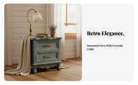 Nightstand with Storage Vintage Look Single-Drawer Nightstand Distressed Finish