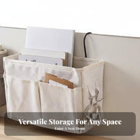 No-Drill Installation Bedside Hanging Basket Foldable Bedside Storage Bag Space Saving for University Students, Adults, Bedroom, Office
